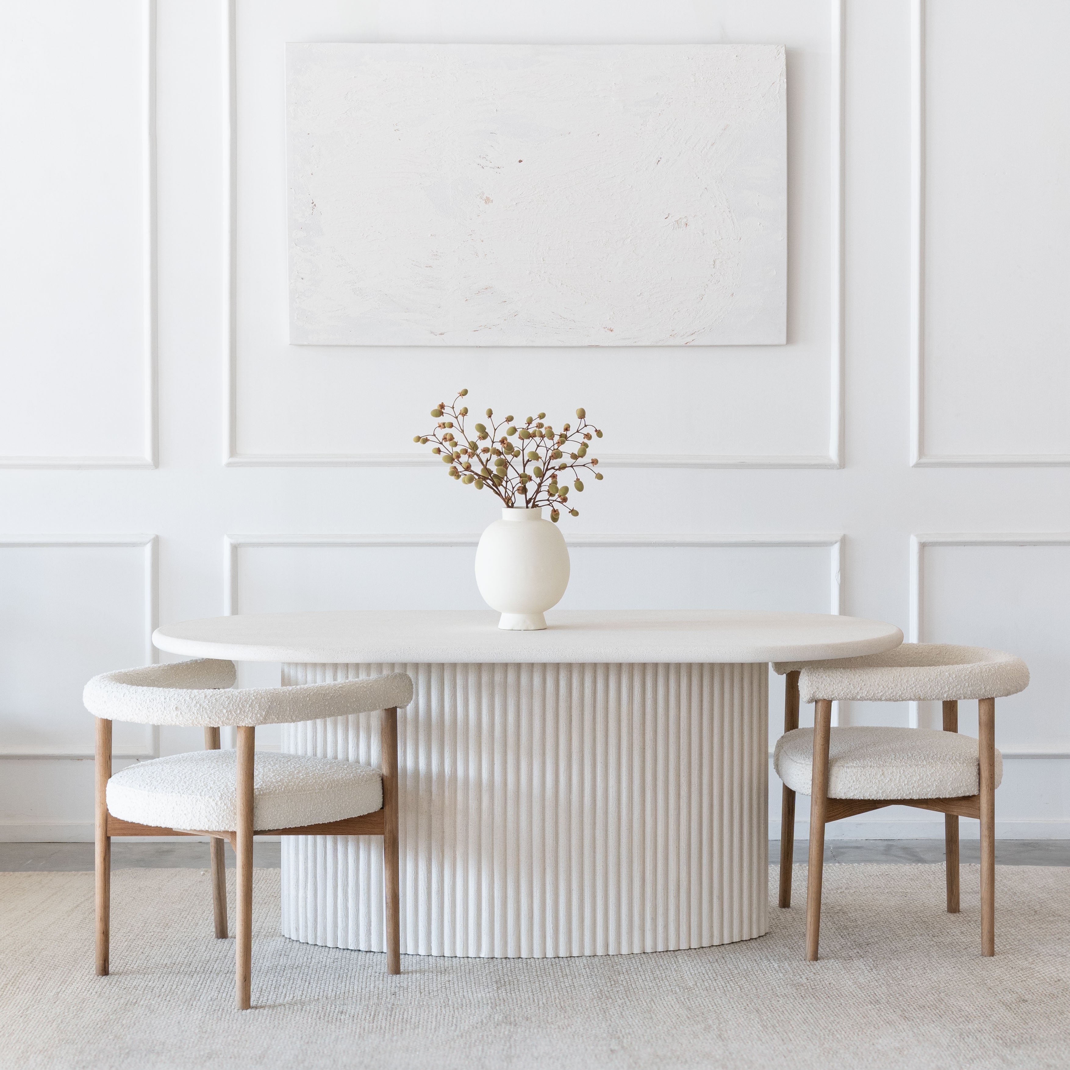 Alaska Oval Dining Table - White - Wood and Steel Furnitures