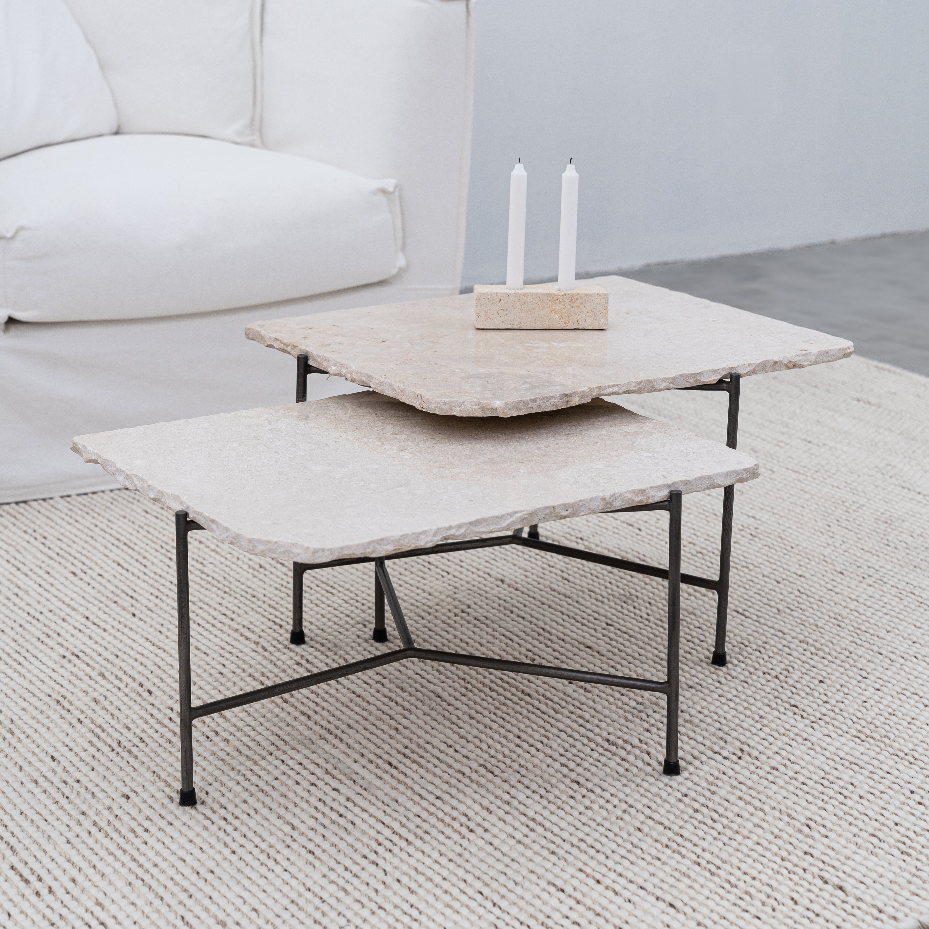 Bergamo Coffee Table - Set Of Two - Wood and Steel Furnitures