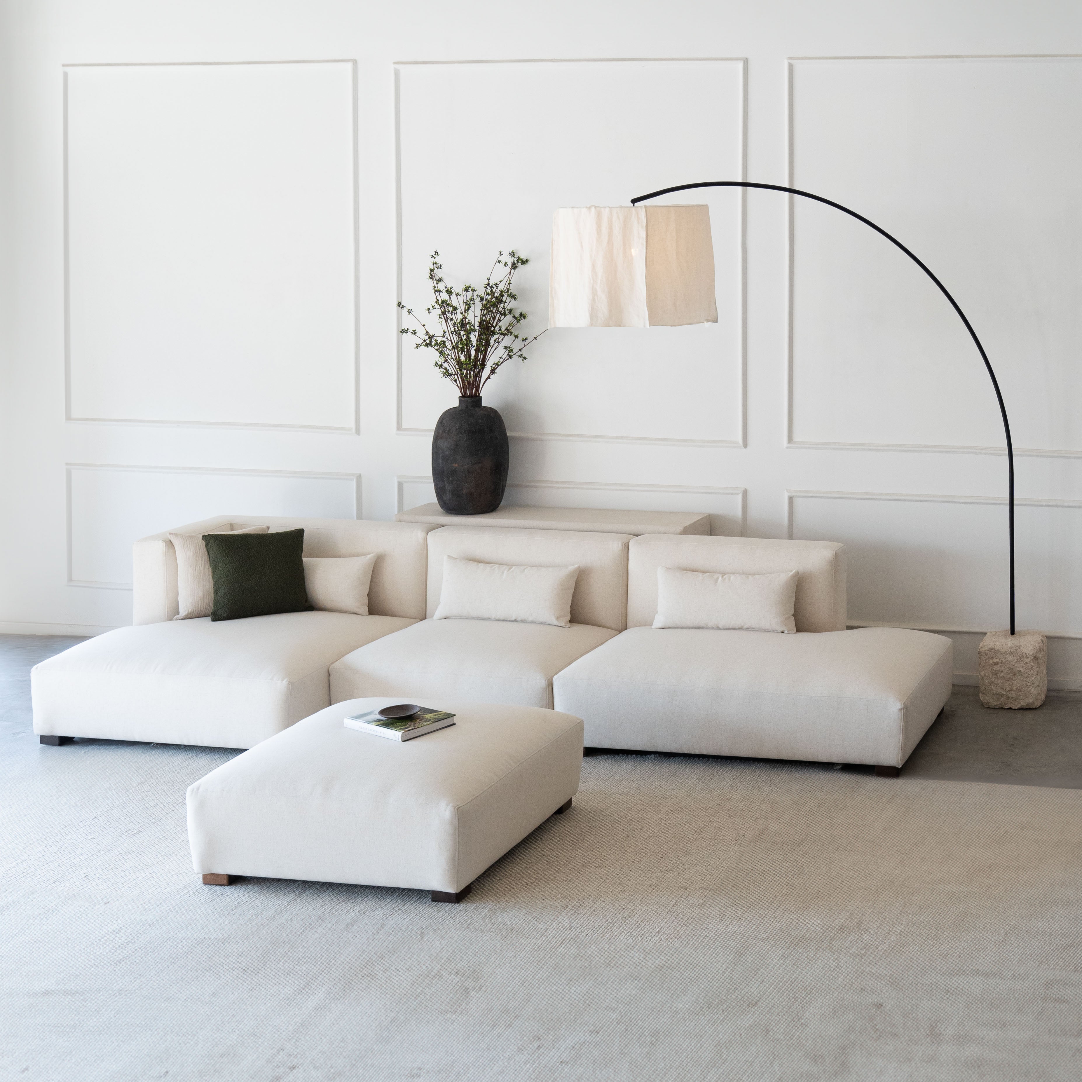 Earth L Shape Sofa-Off White - Wood and Steel Furnitures