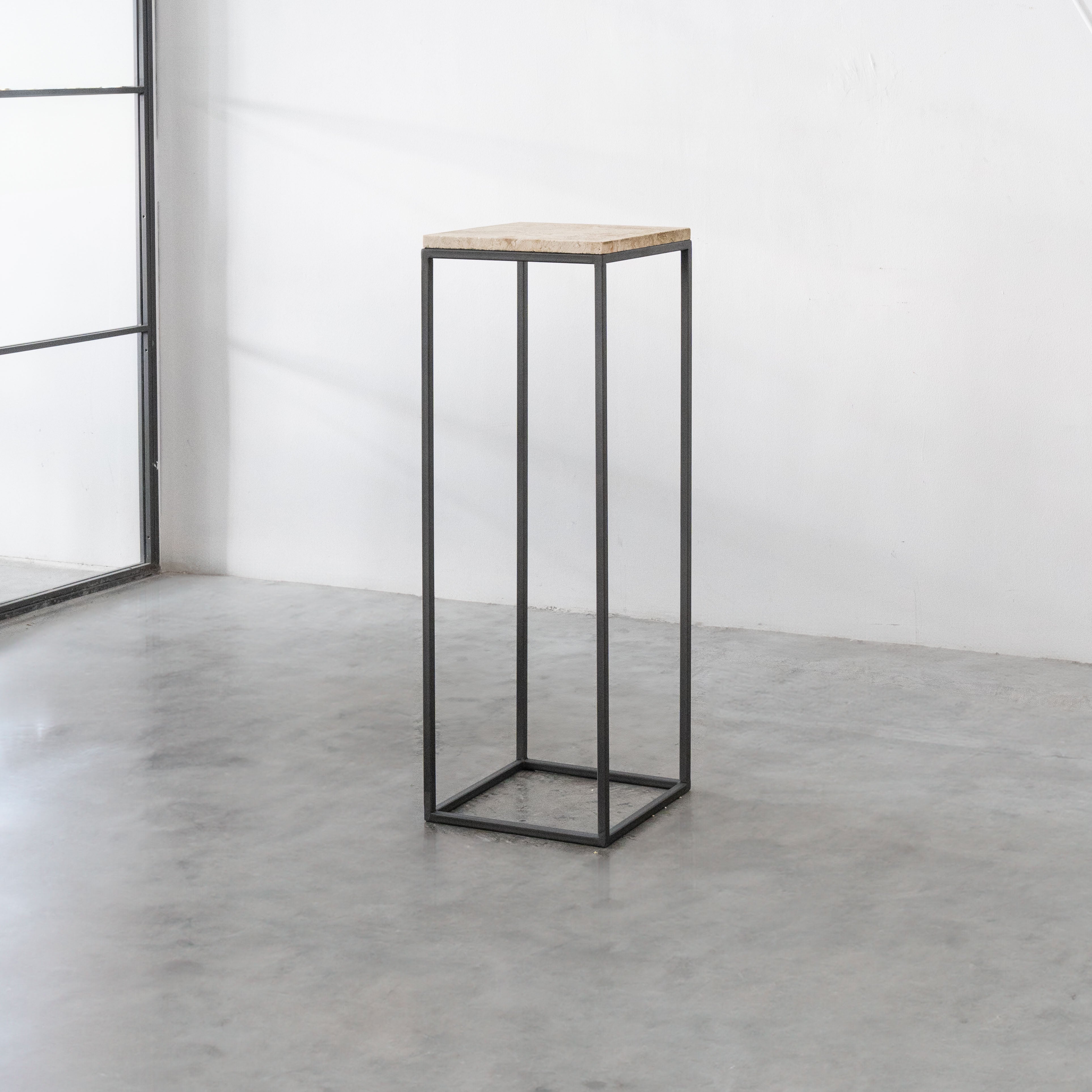 Lava High Stone Side Table - Wood and Steel Furnitures