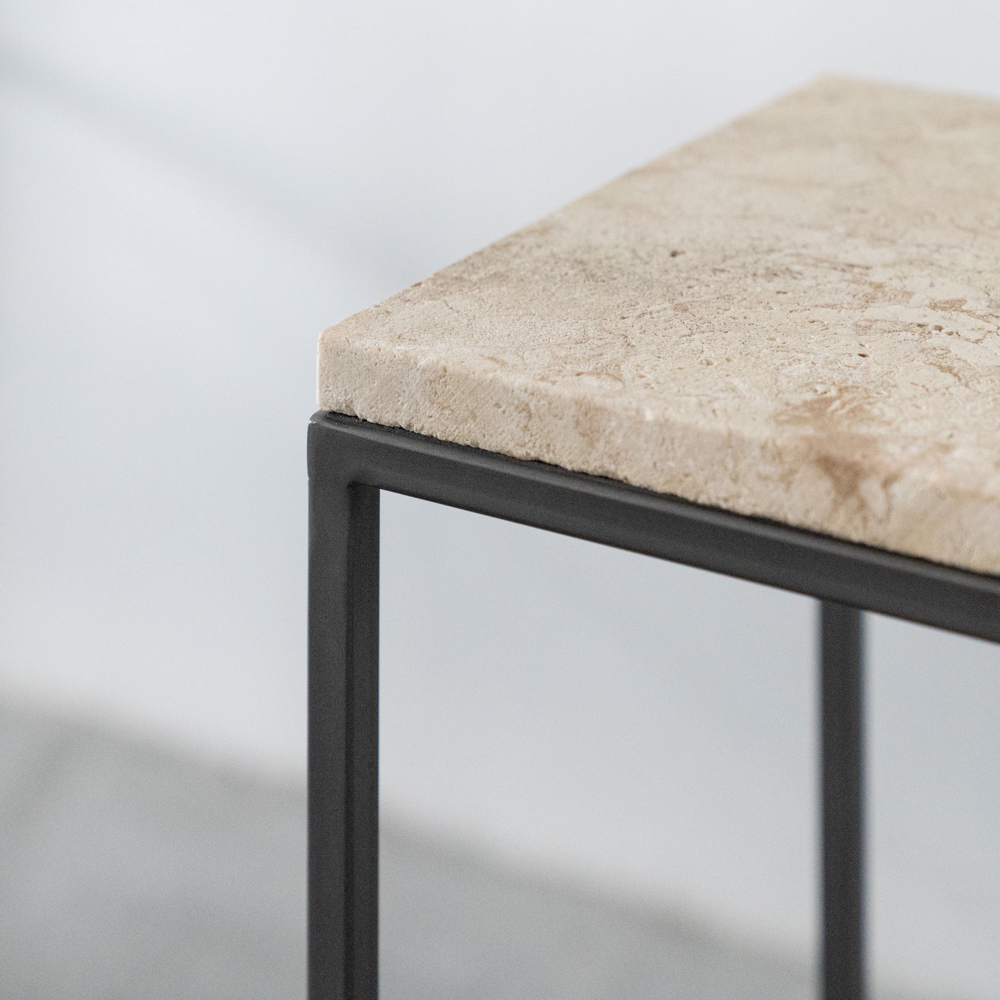 Lava High Stone Side Table - Wood and Steel Furnitures