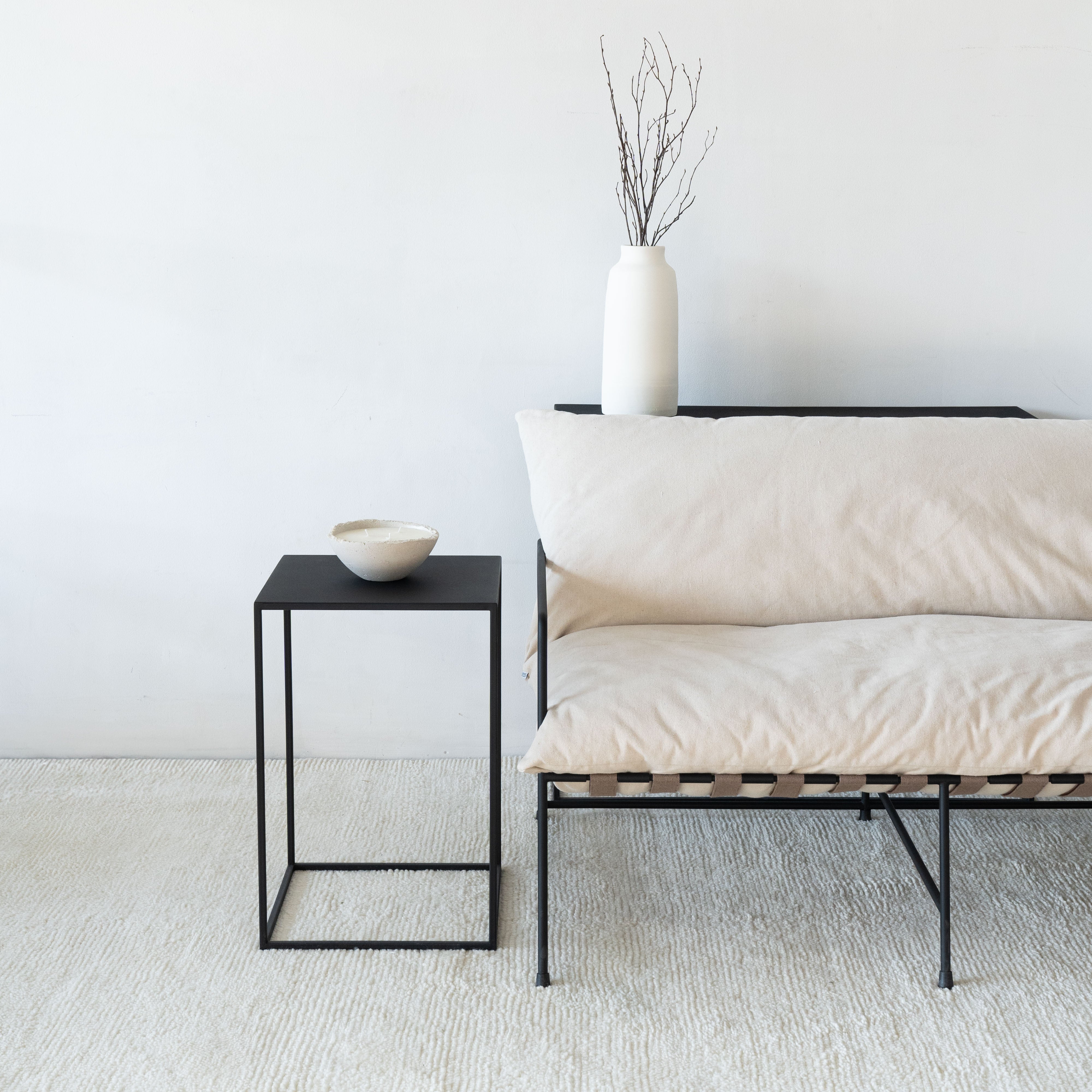 Monochrome Side Table - Wood and Steel Furnitures