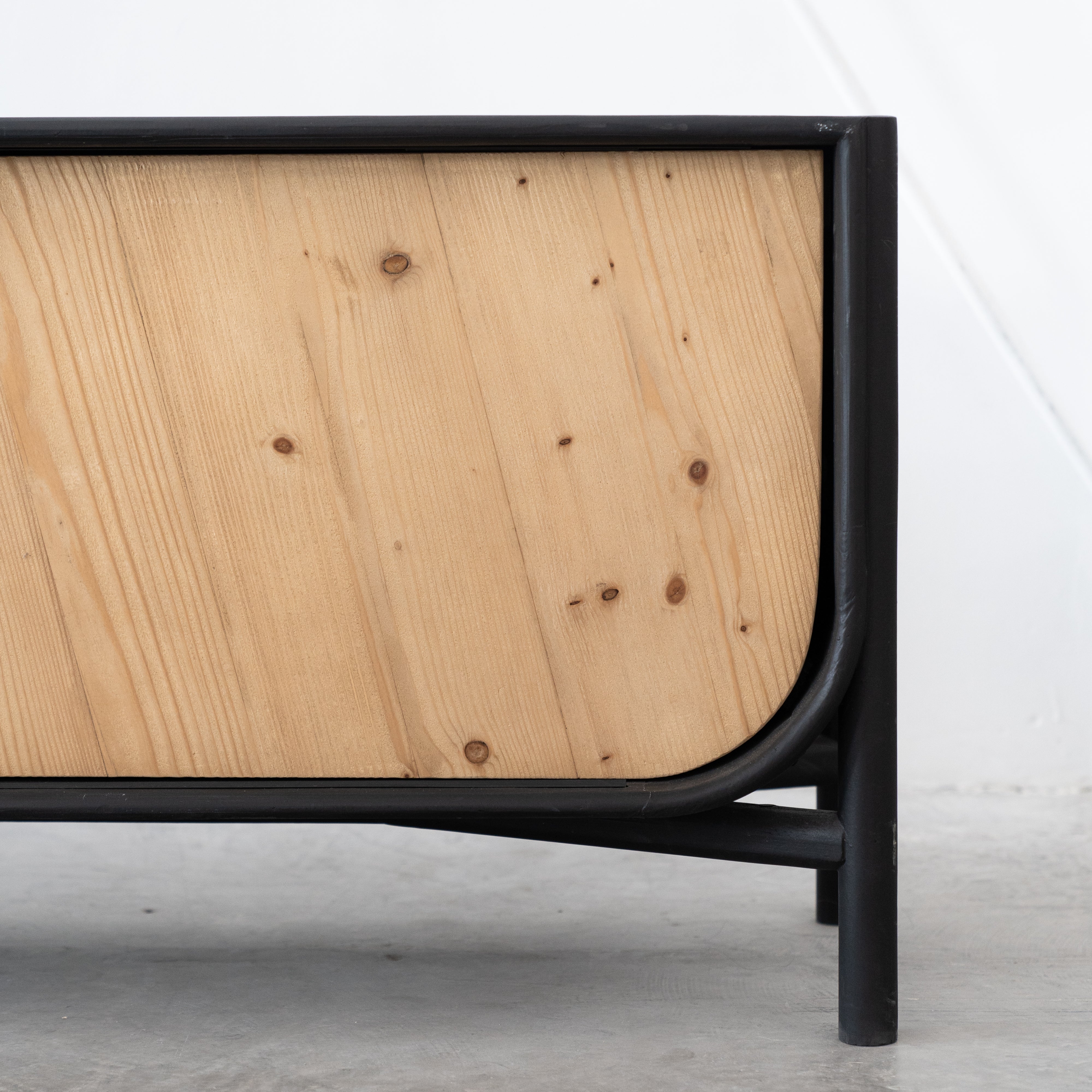 Retro Black TV Unit - Wood and Steel Furnitures
