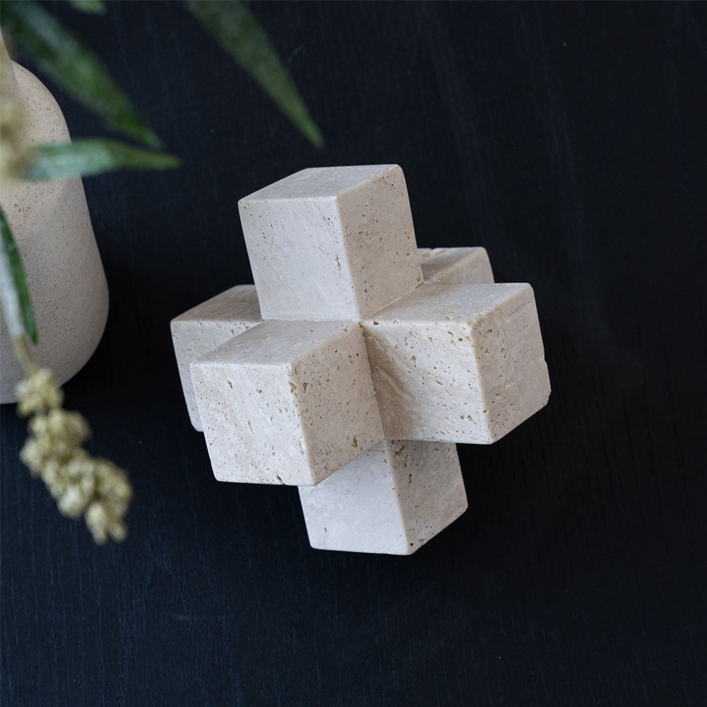 Travertine Dice - Wood and Steel Furnitures