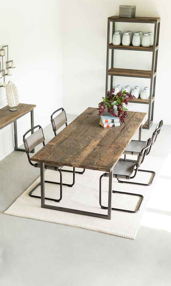 Laila Dining Table - Wood and Steel Furnitures